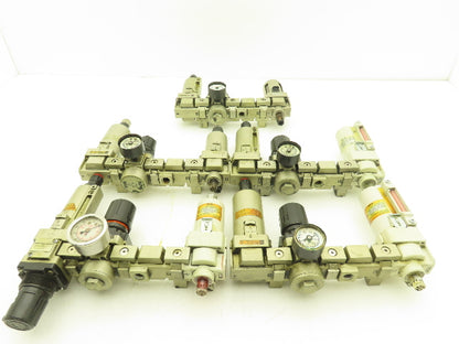 SMC Pneumatic Air Filter Regulator Check Valve Lubricator Assembly Lot of 5