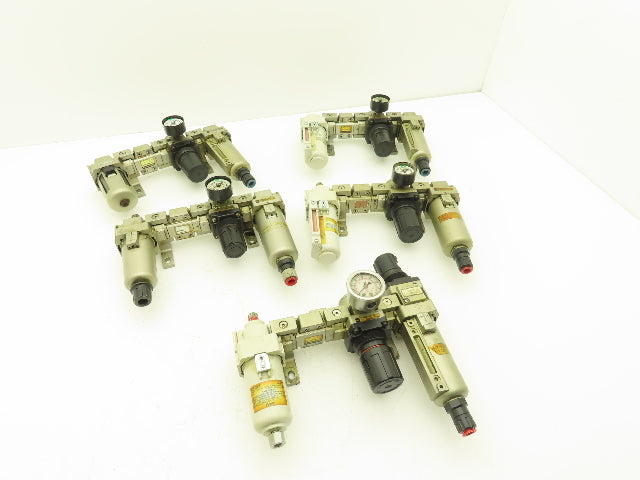 SMC Pneumatic Air Filter Regulator Check Valve Lubricator Assembly Lot of 5