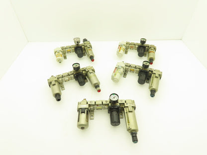 SMC Pneumatic Air Filter Regulator Check Valve Lubricator Assembly Lot of 5
