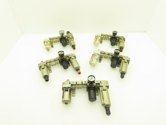 SMC Pneumatic Air Filter Regulator Check Valve Lubricator Assembly Lot of 5