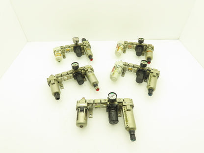 SMC Pneumatic Air Filter Regulator Check Valve Lubricator Assembly Lot of 5