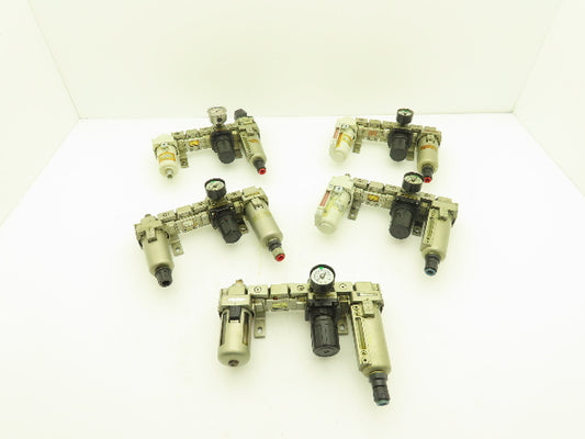 SMC Pneumatic Air Filter Regulator Check Valve Lubricator Assembly Lot of 5