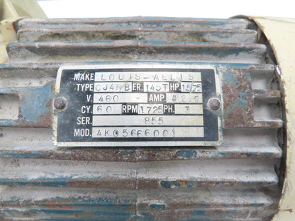 Louis-Allis CJ4NB AC Motor 1.5Hp 1750 RPM 460V 3PH 145T