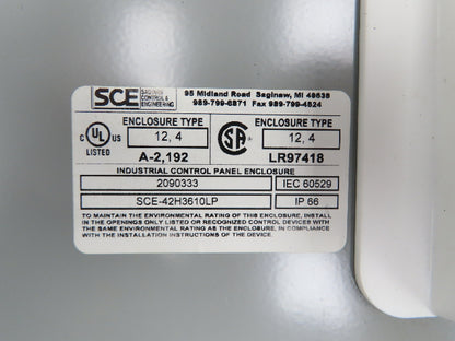Saginaw SCE-42EL3610LP Electrical Enclosure 42x36x10" Control Panel Backplate