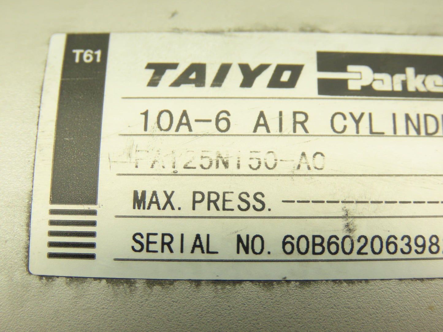 Parker FA125N150A0 Pneumatic Air Cylinder 125mm Bore 150mm Stroke 145psi