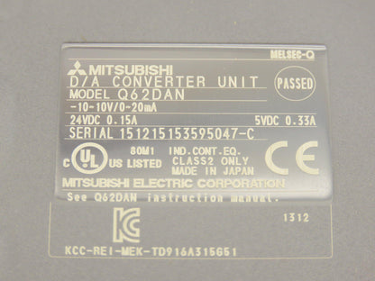 Mitsubishi Q62DAN Melsec-Q CPU Data Converter Unit
