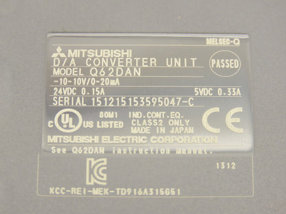 Mitsubishi Q62DAN Melsec-Q CPU Data Converter Unit
