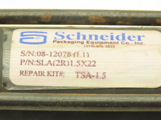 Schneider SLA(2R)1.5X22 Pneumatic Air Cylinder 1.5" Bore 22" Stroke 250psi