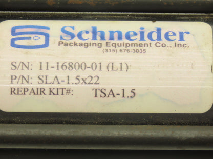 Schneider SLA-1.5X22 Pneumatic Air Cylinder 1.5" Bore 22" Stroke 250psi