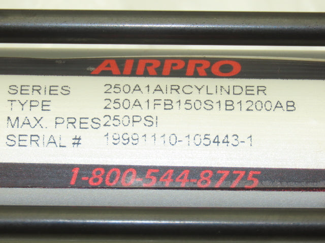 Airpro 250A1FB150S1B1200AB Pneumatic Air Cylinder 1.5" Bore 12" Stroke 250psi