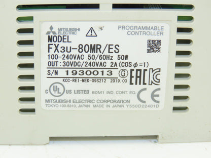 Mitsubishi Electric Melsec FX3U-80MR/ES Programmable Controller PLC Input Output