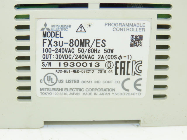 Mitsubishi Electric Melsec FX3U-80MR/ES Programmable Controller PLC Input Output