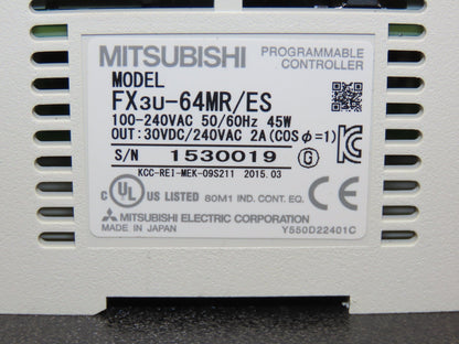 Mitsubishi Electric FX3U-64MR/ES Melsec Programmable Controller PLC Input Output