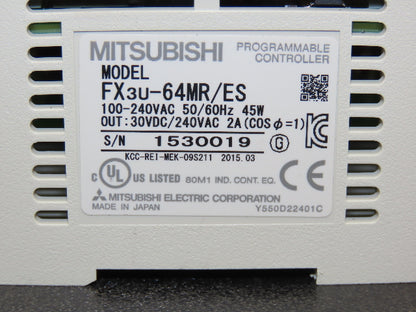 Mitsubishi Electric FX3U-64MR/ES Melsec Programmable Controller PLC Input Output