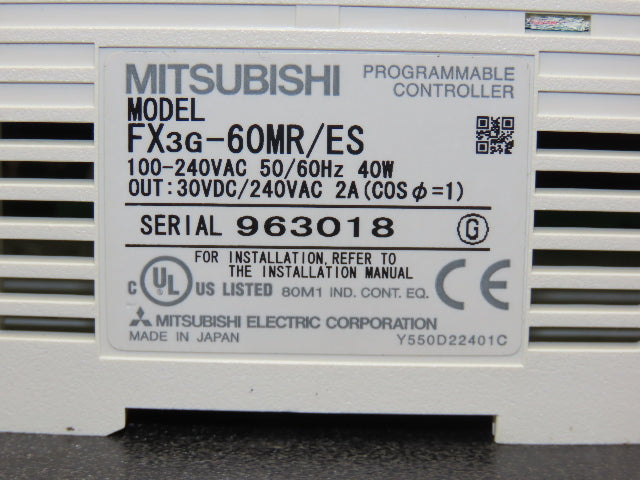 Mitsubishi Electric FX3G-60MR/ES Melsec Programmable Controller PLC Input Output