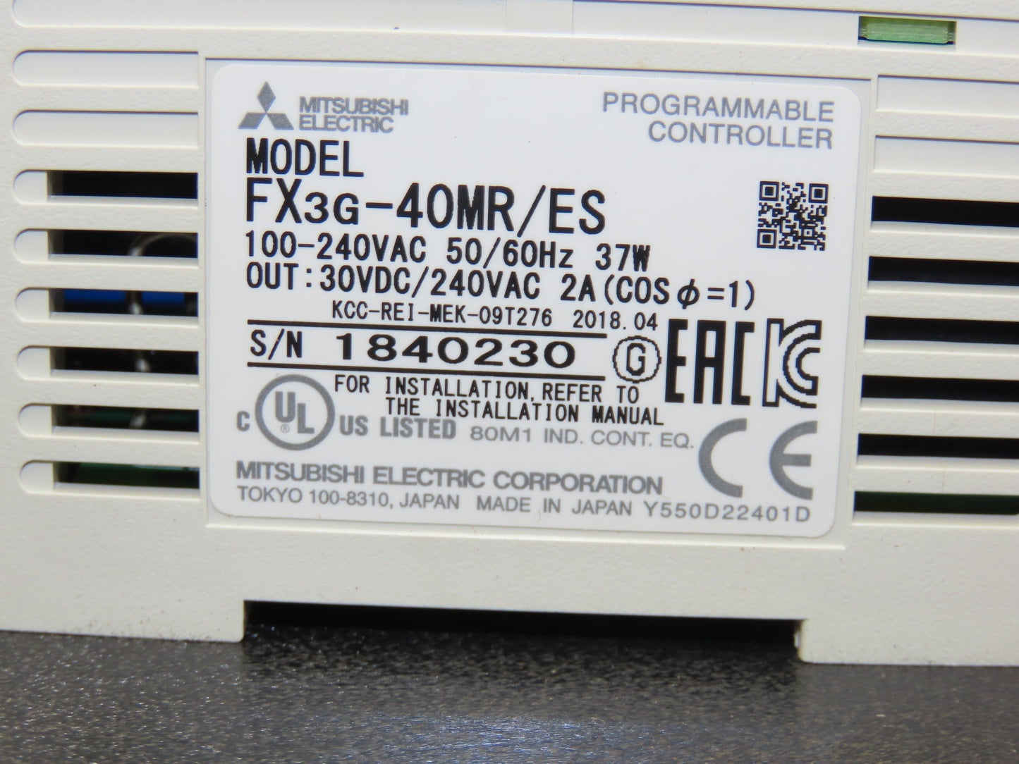 Mitsubishi Electric FX3G-40MR/ES Melsec Programmable Controller PLC Input Output