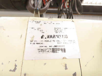 Coffing JLC 1/4 Ton Electric Chain Hoist 12/32 FPM 2 Speed 10' Lift 460V 3PH