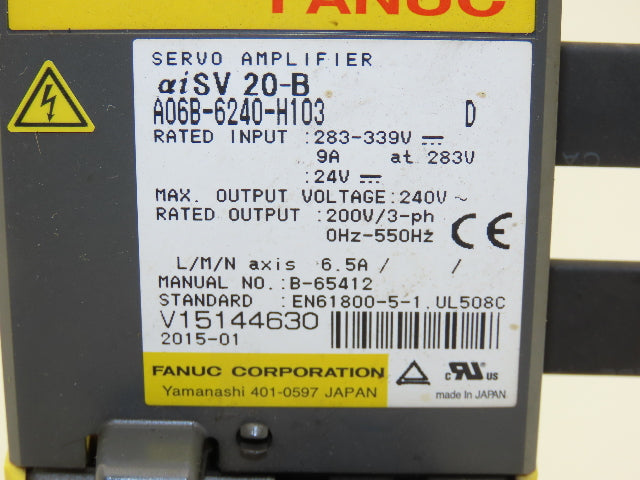 Fanuc A06B-6240-H103 Servo Amplifier 200V 3Ph 550Hz Out
