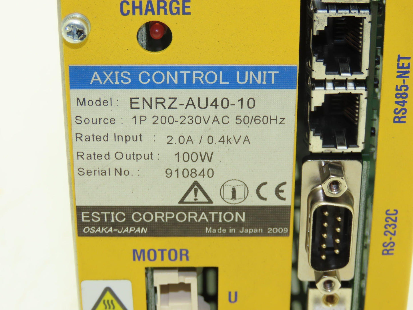 Estic ENRZ-AU40-10 Axis Control Unit Servo Drive 100W Out 1Ph 230VAC 2A In
