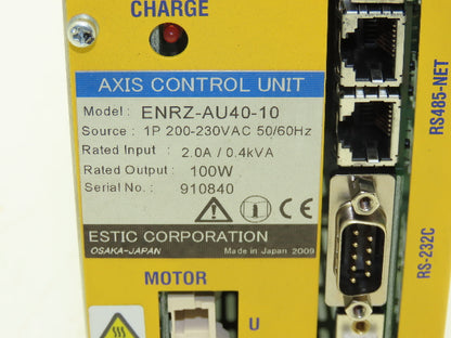 Estic ENRZ-AU40-10 Axis Control Unit Servo Drive 100W Out 1Ph 230VAC 2A In