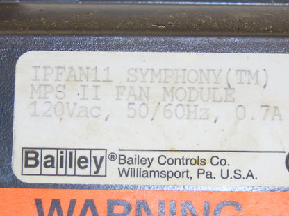 Bailey Controls IPFAN11 MPS II Fan Module 120VAC 50/60Hz Symphony