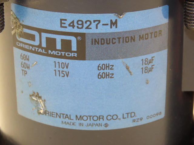Oriental Motor E4927-M Induction Motor 60W 1450 RPM 115VAC 1PH Pinion Shaft