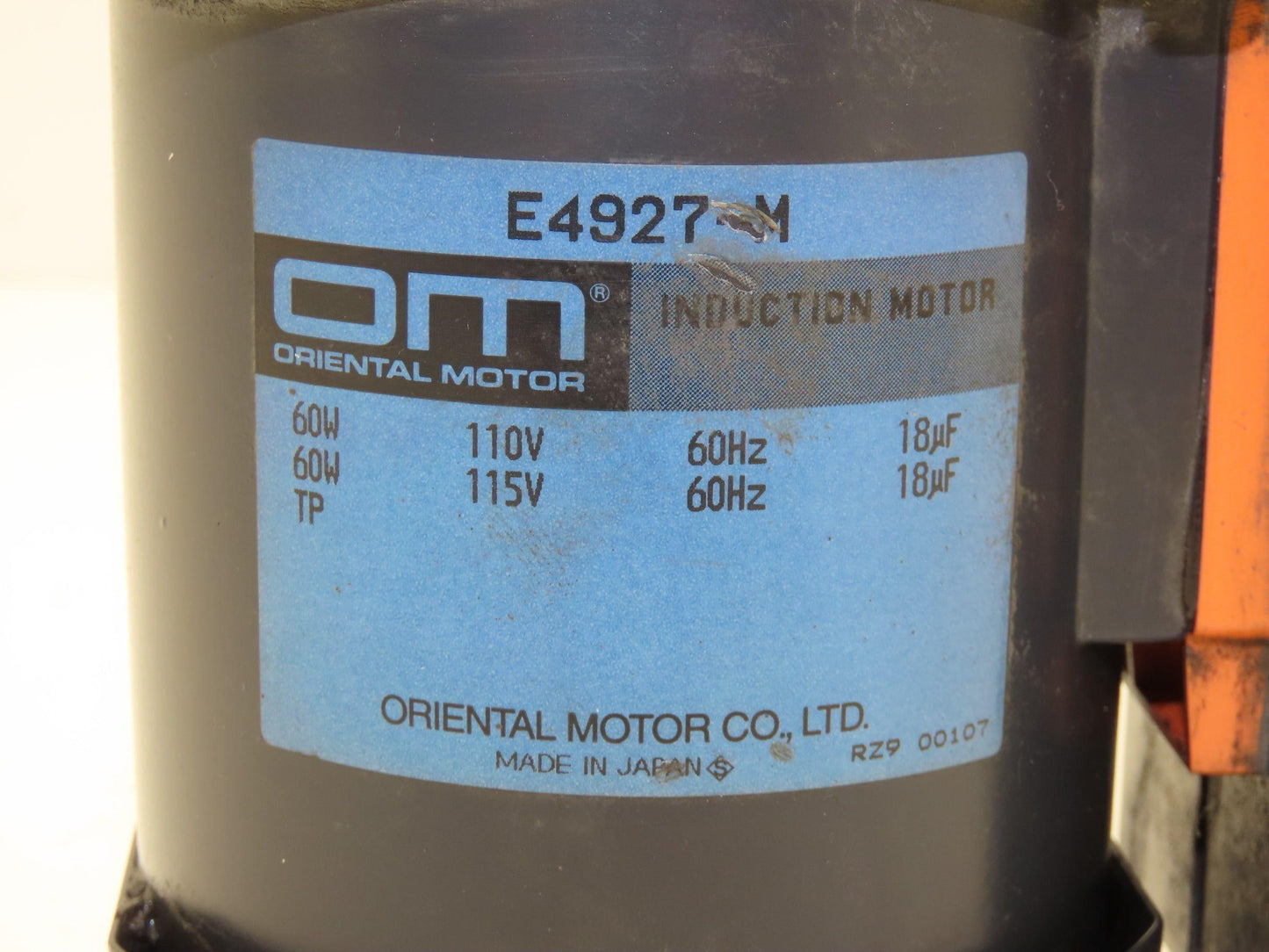 Oriental Motor E4927-M Induction Motor 60W 1450 RPM 115VAC 1PH Pinion Shaft