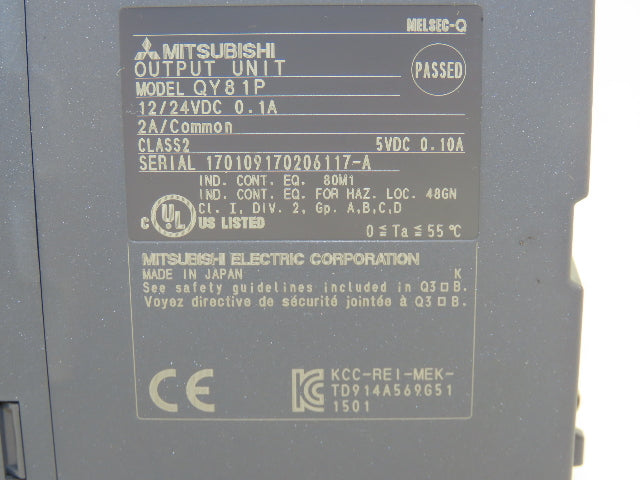 Mitsubishi Electric QY81P Melsec PLC Output Module 12/24VDC Lot of 5