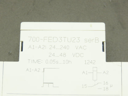 Allen Bradley 700-FED3TU23 Ser B Safety Time Delay Relay Unit AC/DC 0.05s-10H