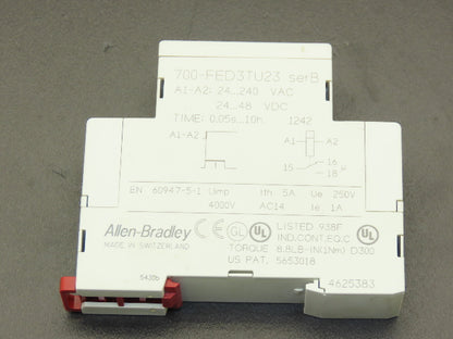 Allen Bradley 700-FED3TU23 Ser B Safety Time Delay Relay Unit AC/DC 0.05s-10H