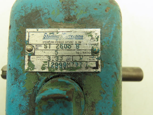 Sterling ST 2605 B Gearbox 5:1 Reducer 3.33Hp 350 RPM Dual Shaft Output