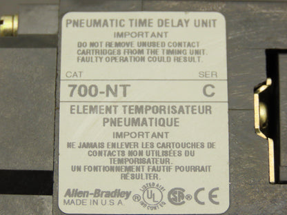 Allen Bradley 700-NT210X31 Pneumatic Time Delay Relay Complete Assembly Ser C