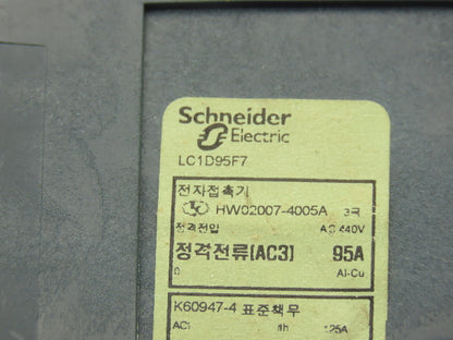Schneider Electric LC1D95 Motor Starter 60Hp 600V 3Ph 110A 45698 AWG Coil 110VAC