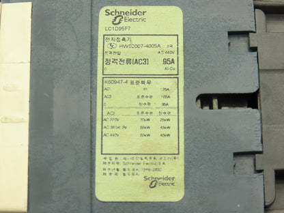 Schneider Electric LC1D95 Motor Starter 60Hp 600V 3Ph 110A 45698 AWG Coil 110VAC