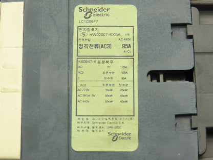 Schneider Electric LC1D95 Motor Starter 60Hp 600V 3Ph 110A 45698 AWG Coil 110VAC