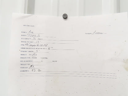 Aro 7700D 1/2 Ton 1000LB Pneumatic Air Chain Hoist 13' Lift 5' Pull Chain