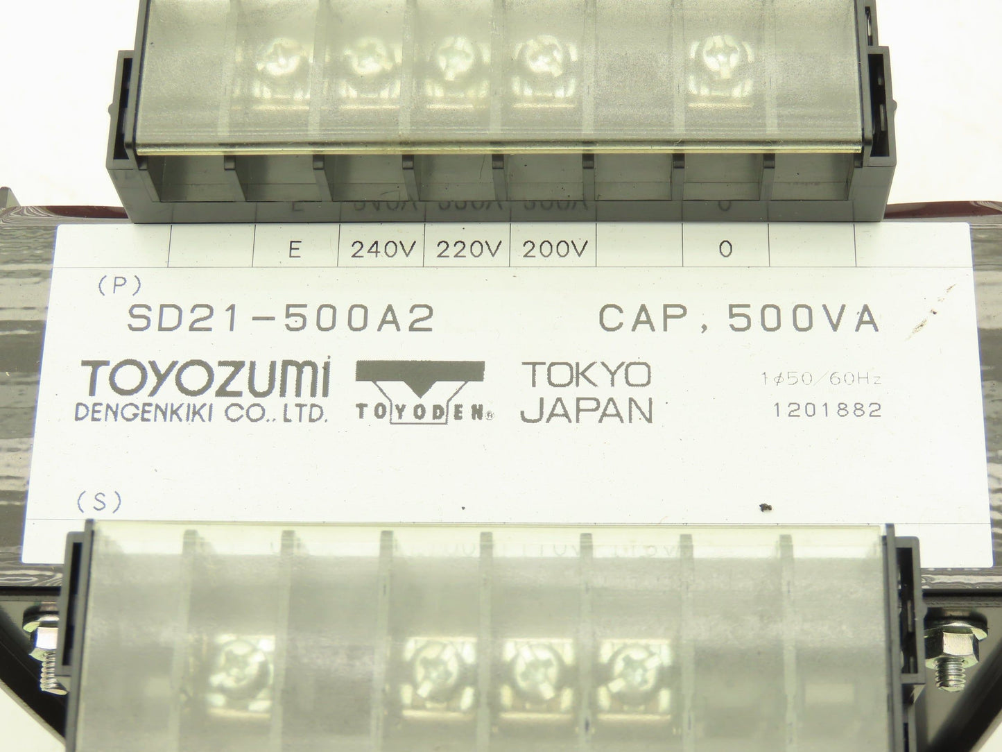 Toyozumi SD21-500A2 Stepdown Control Transformer 500va HV 240 LV 115