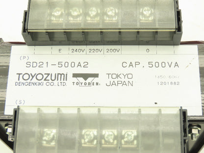 Toyozumi SD21-500A2 Stepdown Control Transformer 500va HV 240 LV 115