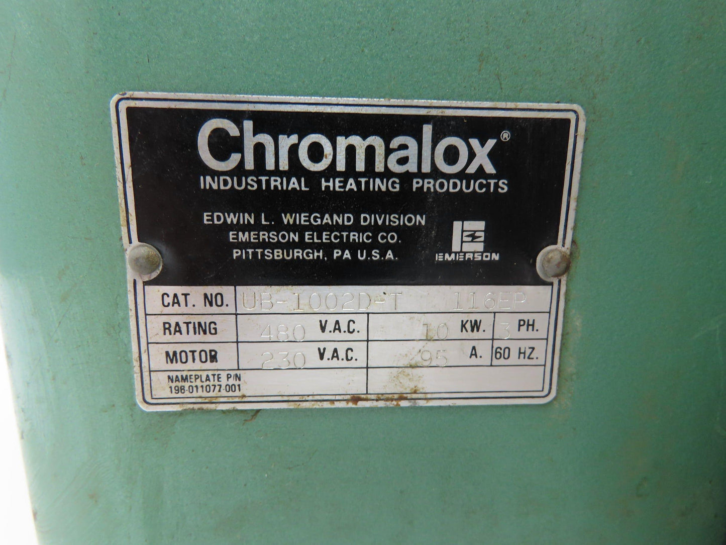 Chromalox UB-1002D-T Industrial Blower Heater 230/480v