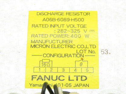Fanuc A06B-6089-H500 Braking Resistor 400W 325VDC