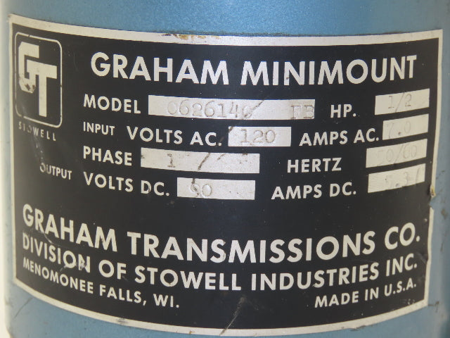 Graham Stowell 0626140 Minimount DC Motor Drive Input 120VAC  Output 90VDC