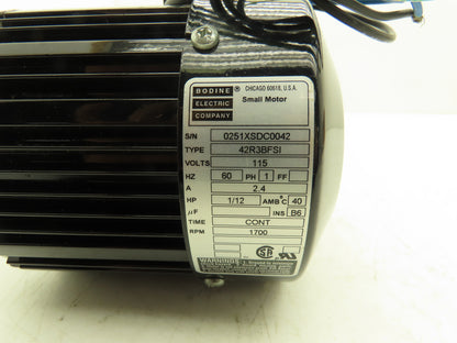 Bodine Electric 42R3BFSI AC Motor 1/12Hp 1700rpm 115vac 1ph 42 TEFC