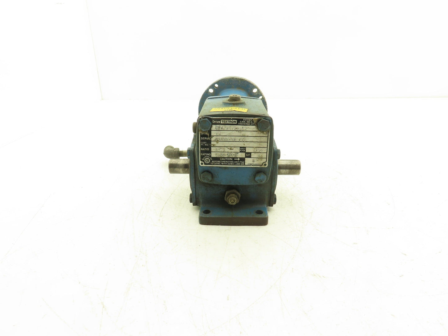 Cone Drive Textron MH015A054-X3 Gearbox 10:1 Reducer 175rpm Dual Shaft 48 Frame