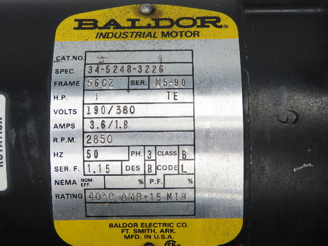 Baldor 34-5248-3226 Hydraulic Pump Power Unit 230/460V 3PH 3/8NPT