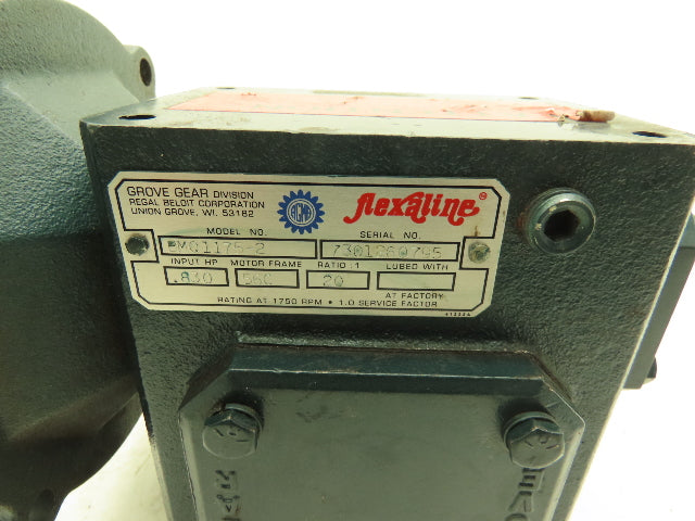Grove Gear Flexaline BMQ1175-2 Worm Gearbox 20:1 Reducer .83Hp 88rpm LH 56C