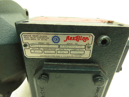 Grove Gear Flexaline BMQ1175-2 Worm Gearbox 20:1 Reducer .83Hp 88rpm LH 56C