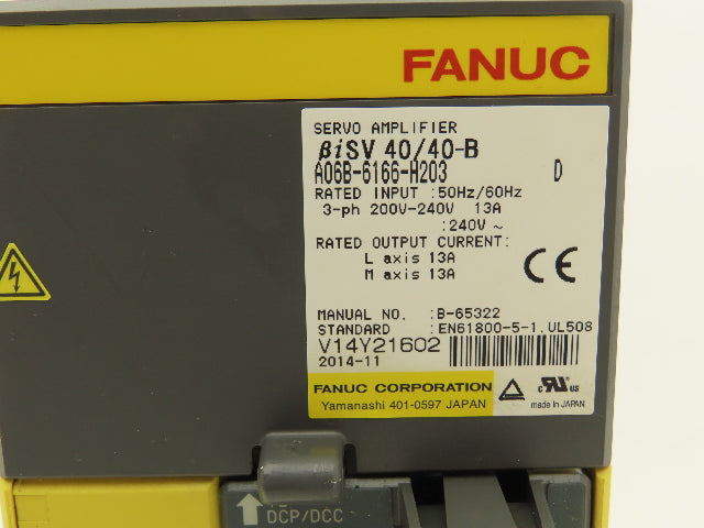 Fanuc A06B-6166-H203 Servo Amplifier L-Axis M-Axis 13A