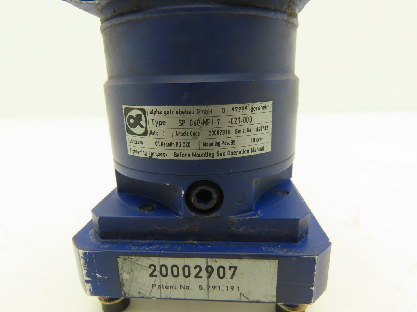 Alpha Getriebebau SP 060-MF1-7 -021-000 Planetary Gearbox 7:1 Reducer 571rpm