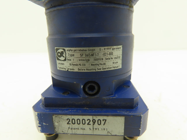 Alpha Getriebebau SP 060-MF1-7 -021-000 Planetary Gearbox 7:1 Reducer 571rpm