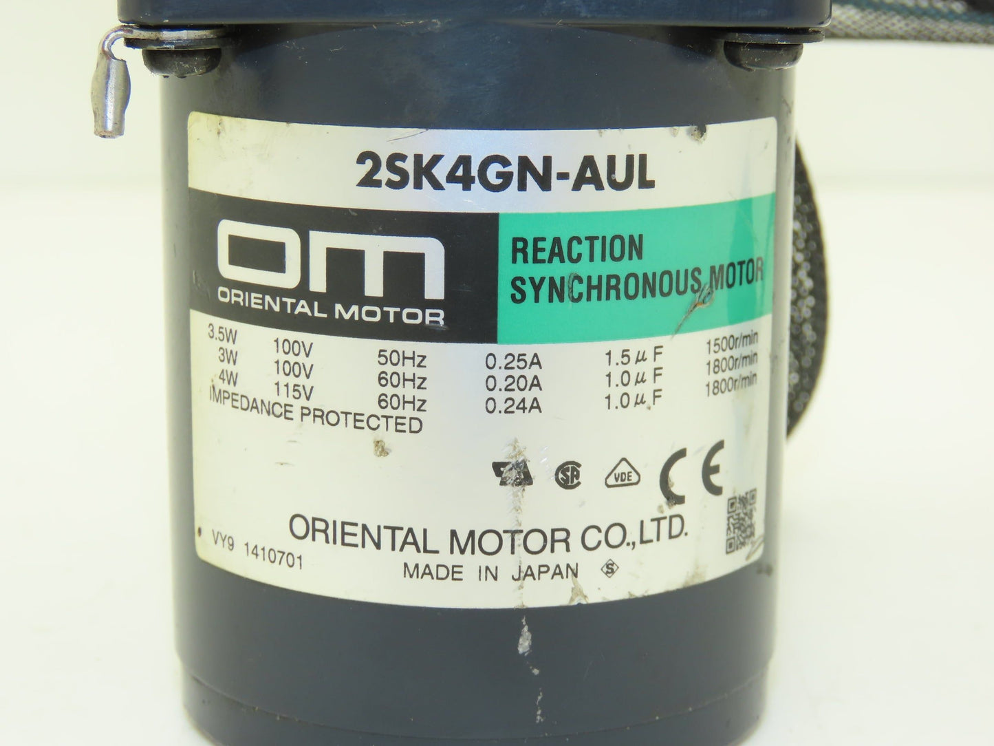 Oriental Motor 2SK4GN-AUL 2GN30K Inline Gearmotor 30:1 Ratio 4W 60rpm 120V